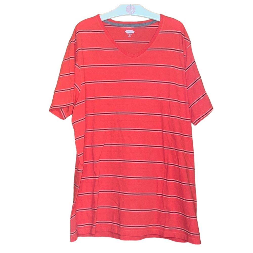 •OLD NAVY•RED STRIPED SHORT SLEEVE SOFT WASH T-SHIRT IN SIZE XL(TALL)